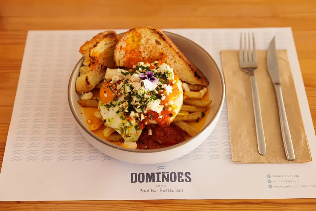 corfu dominoes dish cuisine